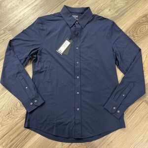 RHONE Men's Navy Blue Casual Button-Down Shirt